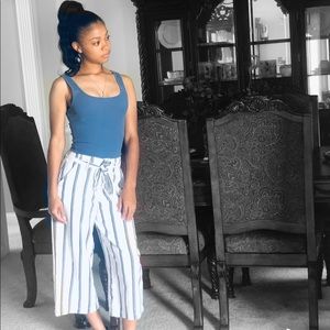 Blue and white stripe pants